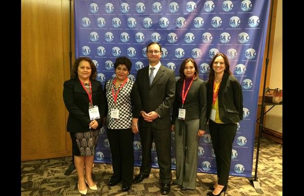 From left to right: Maria Iris Cespedes, Head of the AEO programme in Costa Rica, Marlene Ardaya, Director General of Bolivia Customs, Sergio Mujica, WCO Deputy Director General, Martha Zamora, Head of the AEO in Honduras, and Isabel Clavijo, Head of the AEO programme in Mexico