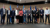 From left to right: Mr. Dan Purtell, BSI / SCAN; Carlos Ochoa, CTPAT–CBP; Víctor Pérez, SAT Guatemala; Rosa Ávila, DGA Dominican Republic; Victoria Navas, AEO – Honduras Customs; Luis Renella, WBO; Luis Hernández, AHACI; Walter López, Smart Security Solutions / BASC Colombia; Olga Ruiz, Panama Customs; Harold Leiva, Ministry of Finance – Costa Rica; and Julio Cantu, Aduanapp. 