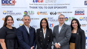 Equipo de trabajo de WBO HQ. De izquierda a derecha: Natalia Pérez, pasante de proyectos especiales; Erik Moncayo, presidente internacional; Suzanne Lemaitre, directora ejecutiva; Luis Renella, director de operaciones; y Andrea Echenique, coordinadora de proyectos especiales.